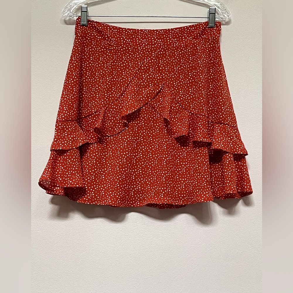 Women’s Altar'd State Skirt Orange  Ruffles Polka Dot
